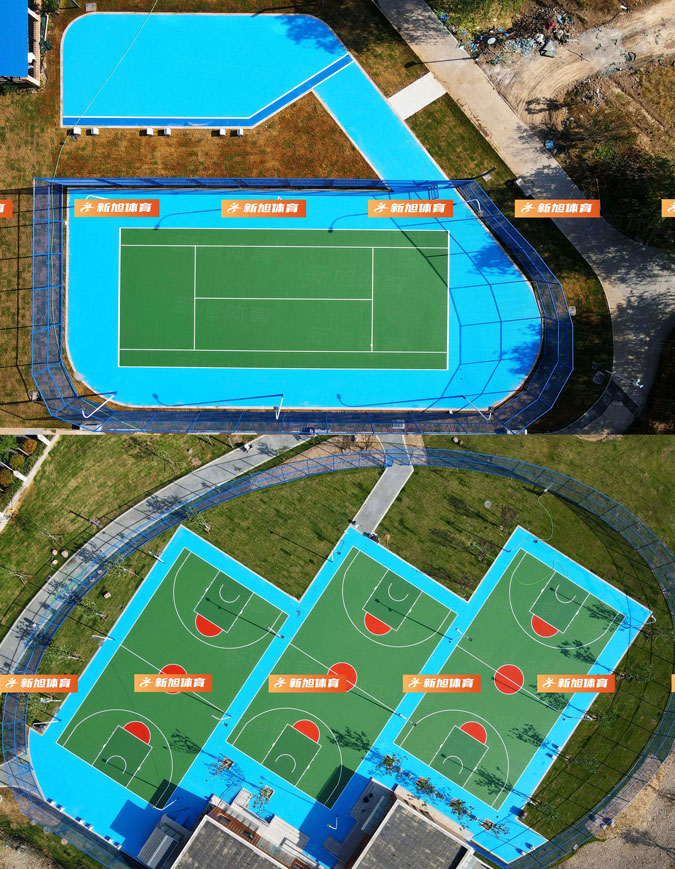 新旭體育河南本土安陽體育公園室外硅PU球場案例
